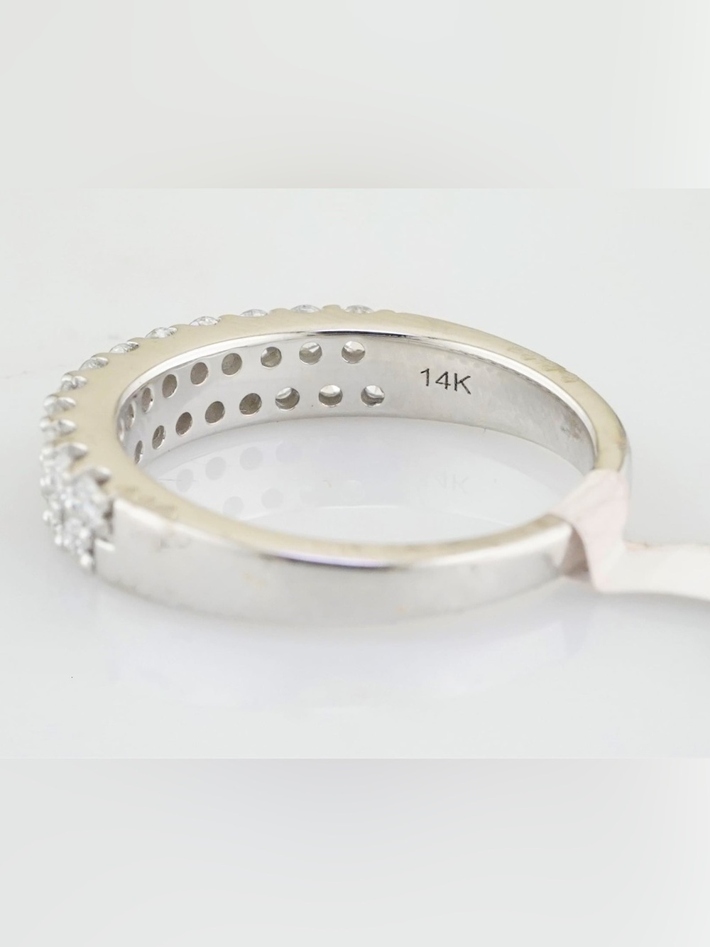 Solid 14k white gold double row natural diamond anniversary band / wedding band - Picture 6 of 6
